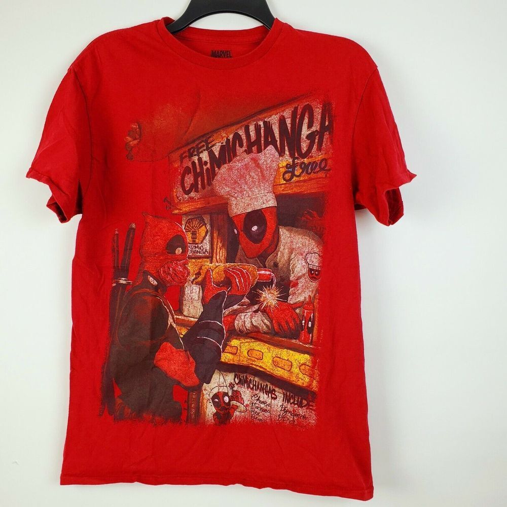 Deadpool Marvel Red Graphic T-Shirt Dynamite Chimichanga Size‎ M